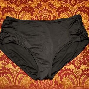 Kona Sol Black Ruched Swimsuit Bottom, XL, Like New